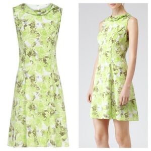 Reiss Montgomery Green Print Silk Dress